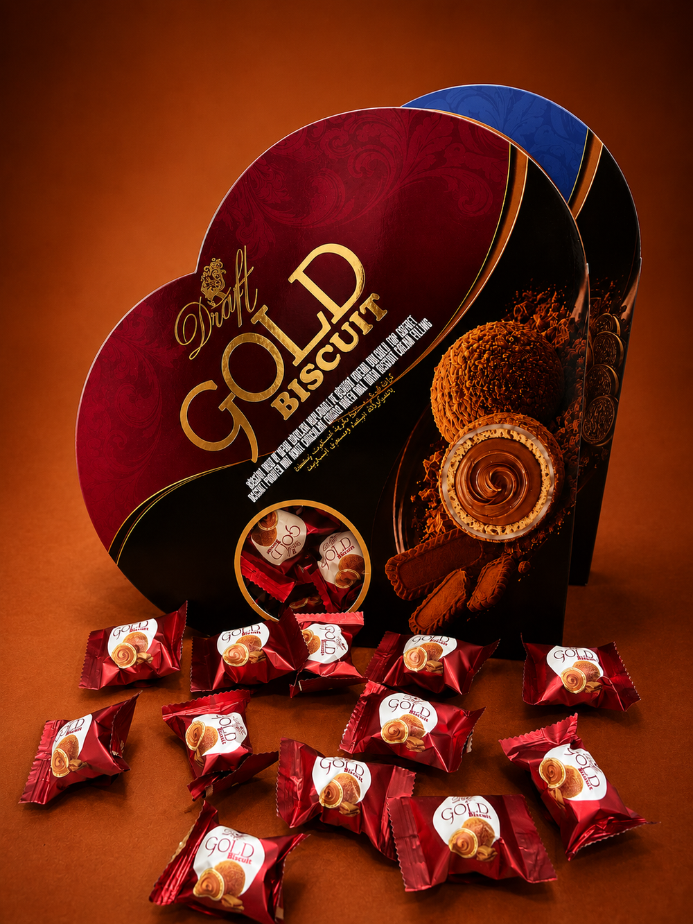 Draft Gold Bisküvi Tozu ve Sütlü Çikolata Kaplamalı Gofret 200g (Kalpli Kutu)