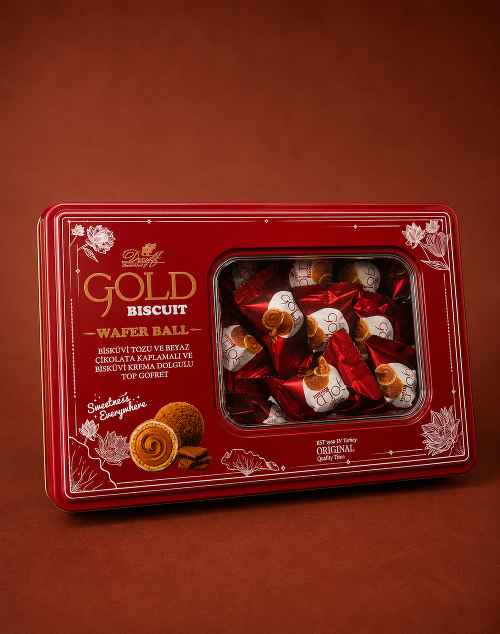 Draft Gold Bisküvi Tozu Ve Sütlü Çikolata Kaplamalı Gofret 200g (Metal Kutu)