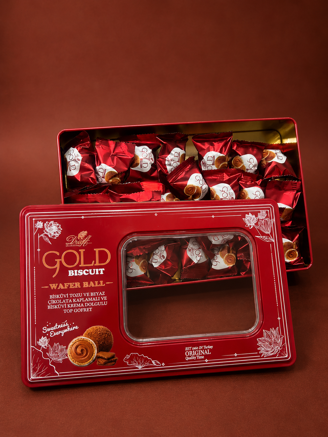 Draft Gold Bisküvi Tozu Ve Sütlü Çikolata Kaplamalı Gofret 200g (Metal Kutu)