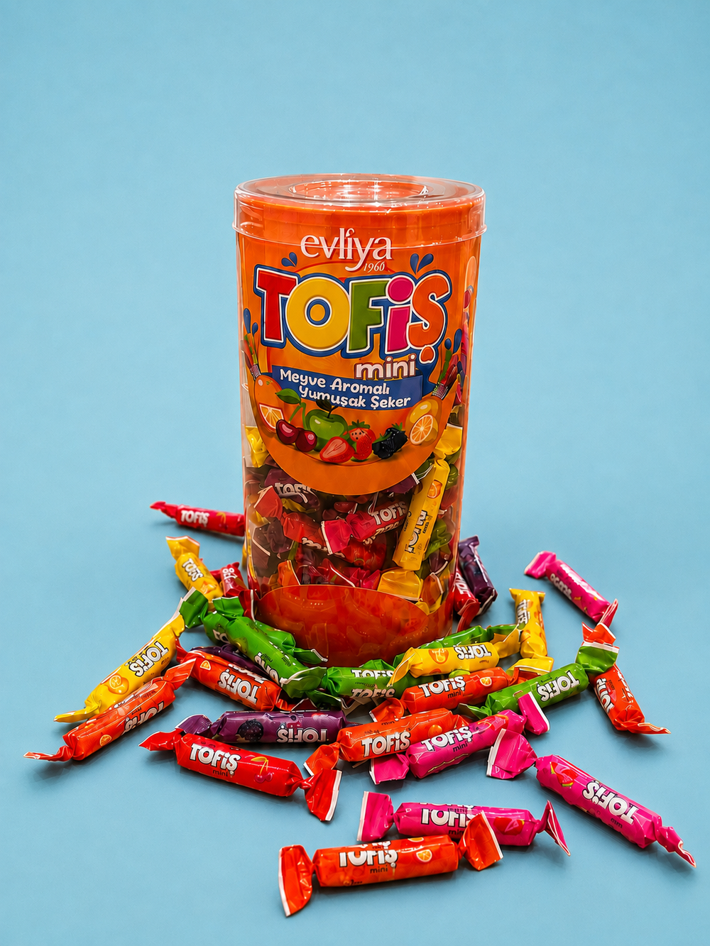 Tofiş Mini Meyveli Yumuşak Şekerleme 480g Silindir Kutu