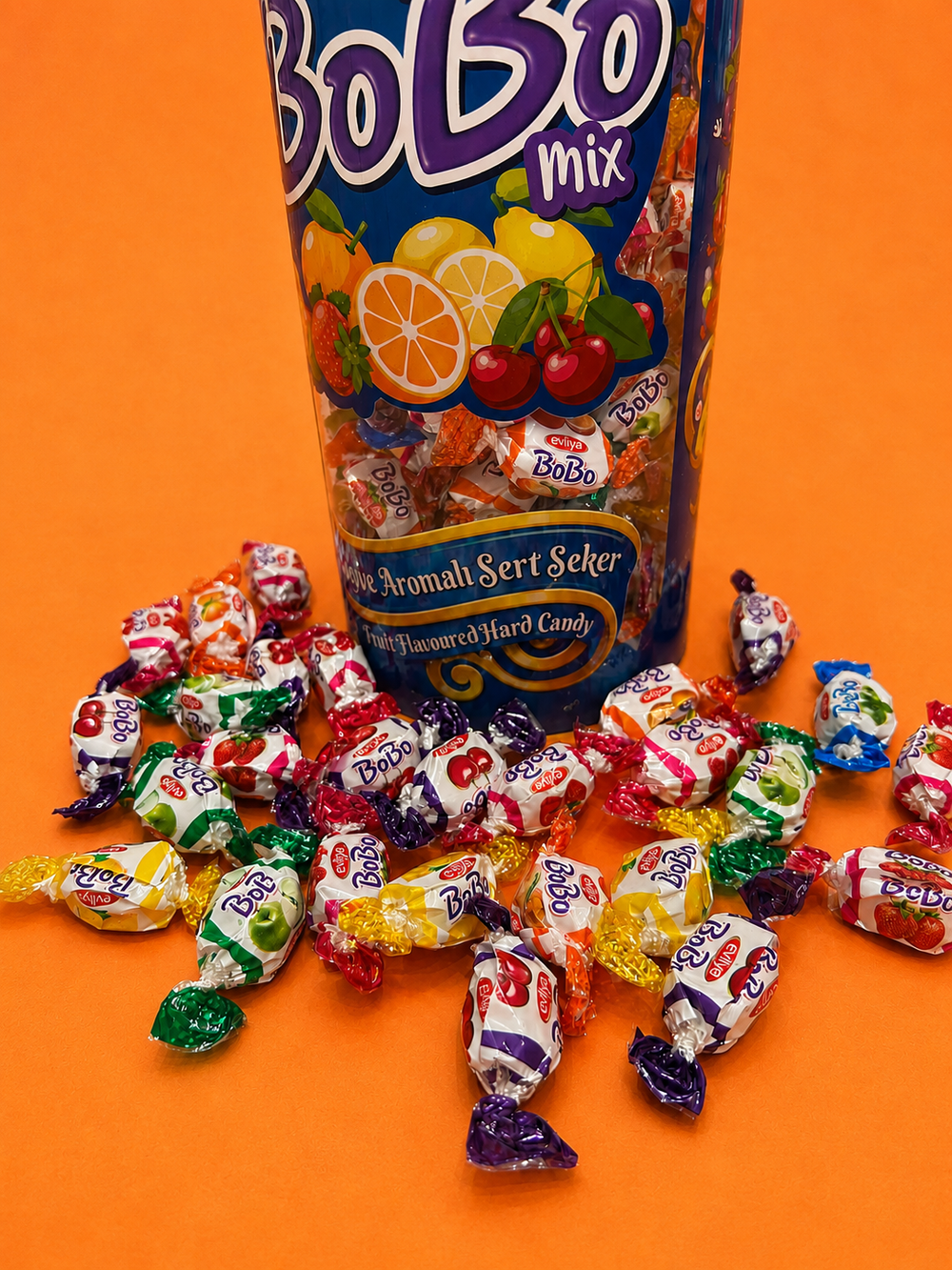 Bobo Meyveli Sert Şekerleme 450g Silindir Kutu