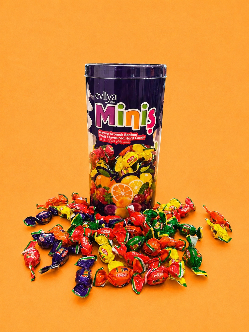 Miniş Meyveli Sert Şekerleme 400g Silindir Kutu