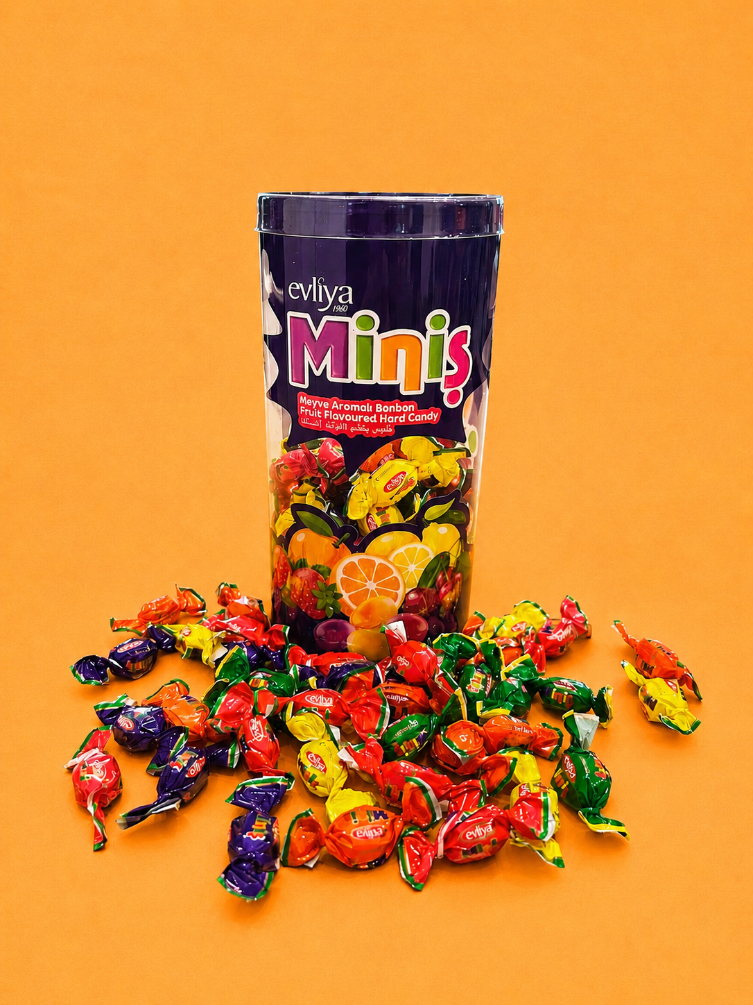 Miniş Meyveli Sert Şekerleme 400g Silindir Kutu