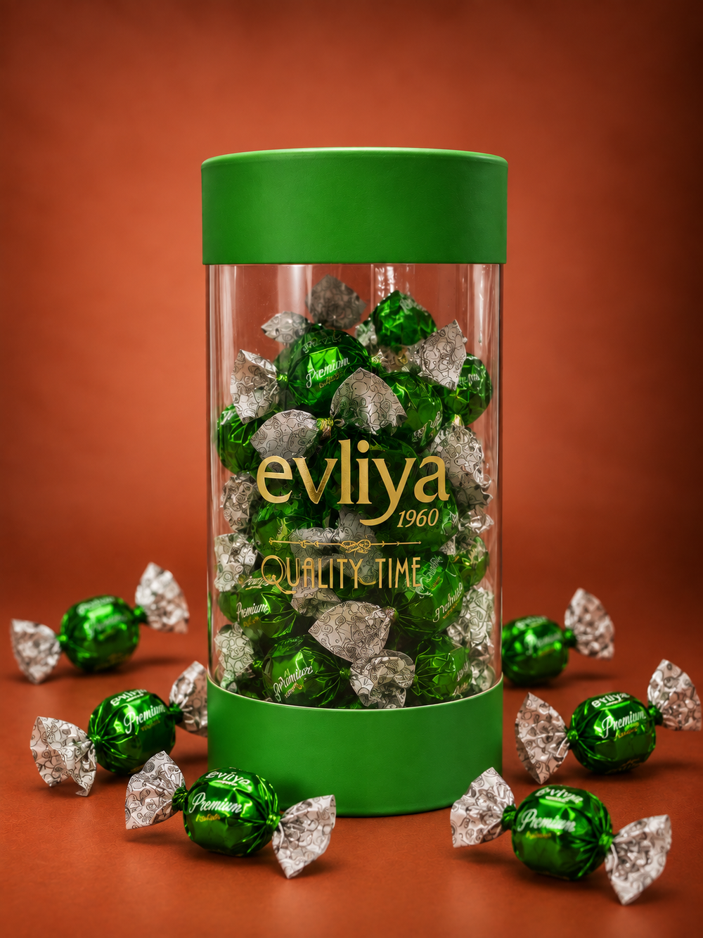 Premium Ball Yeşil Silindir Kutu 350G