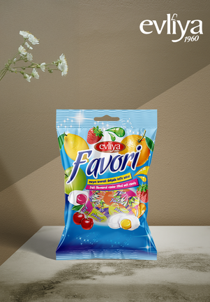 Favori Meyve Aromalı Dolgulu Tofee Şeker 350g