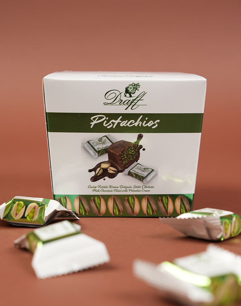 Draft Pistachios Antep Fıstık Parçacıklı Çikolata 150g Kutu