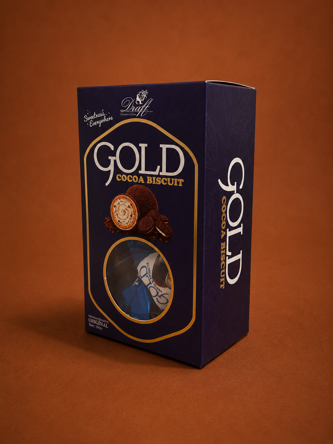 Draft Gold Kakaolu Bisküvi Tozu ve Sütlü Çikolata Kaplamalı Gofret 150G Hediyelik Kutu