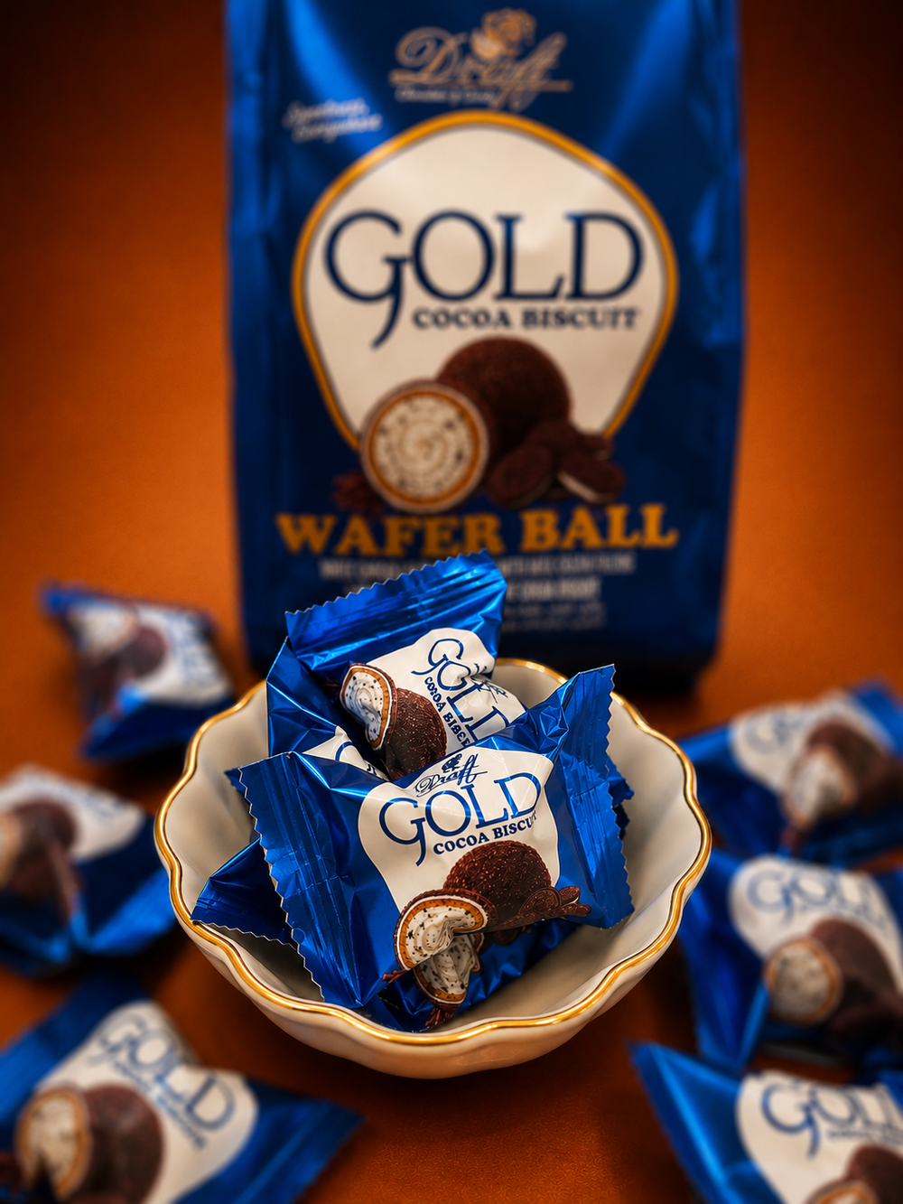 Draft Gold Kakaolu Bisküvi Tozu ve Sütlü Çikolata Kaplamalı Gofret 150g