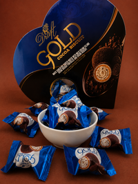 Draft Gold Kakaolu Bisküvi Tozu ve Sütlü Çikolata Kaplamalı Gofret 200g (Kalpli Kutu)