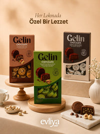 Gelin Fındık ve Fındık  Krema Dolgulu Sütlü Çikolata 300G Hediyelik Kutu
