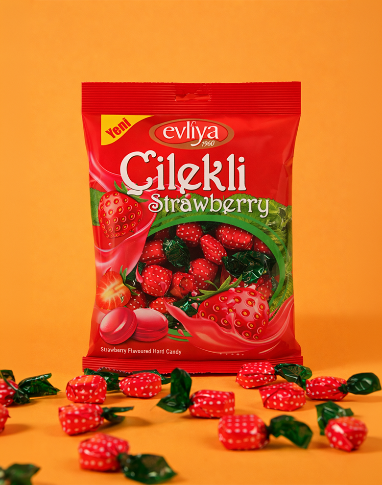Çilekli Torbacık Sert Şeker 350 gr