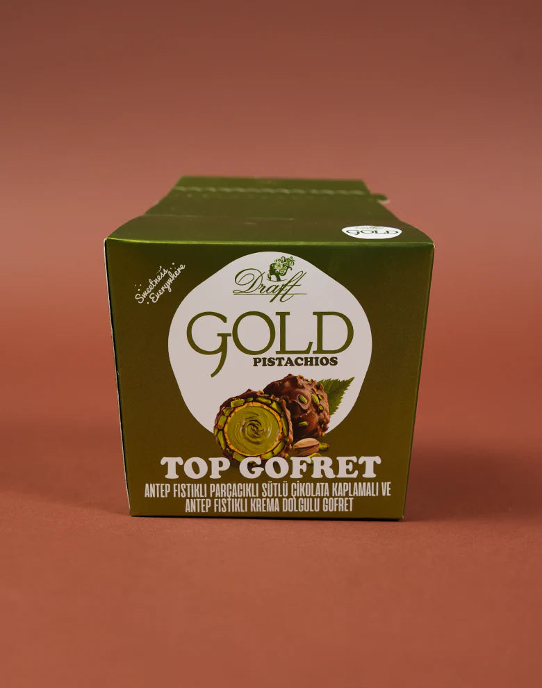 Draft Gold Antep Fıstık Dolgulu Sütlü Çikolata Kaplamalı Gofret 150g Kutu