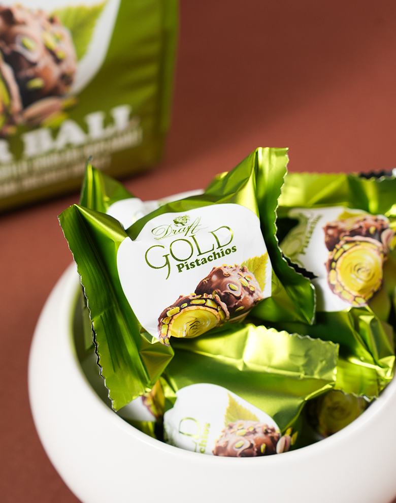 Draft Gold Antep Fıstık Dolgulu Sütlü Çikolata Kaplamalı Gofret 300g