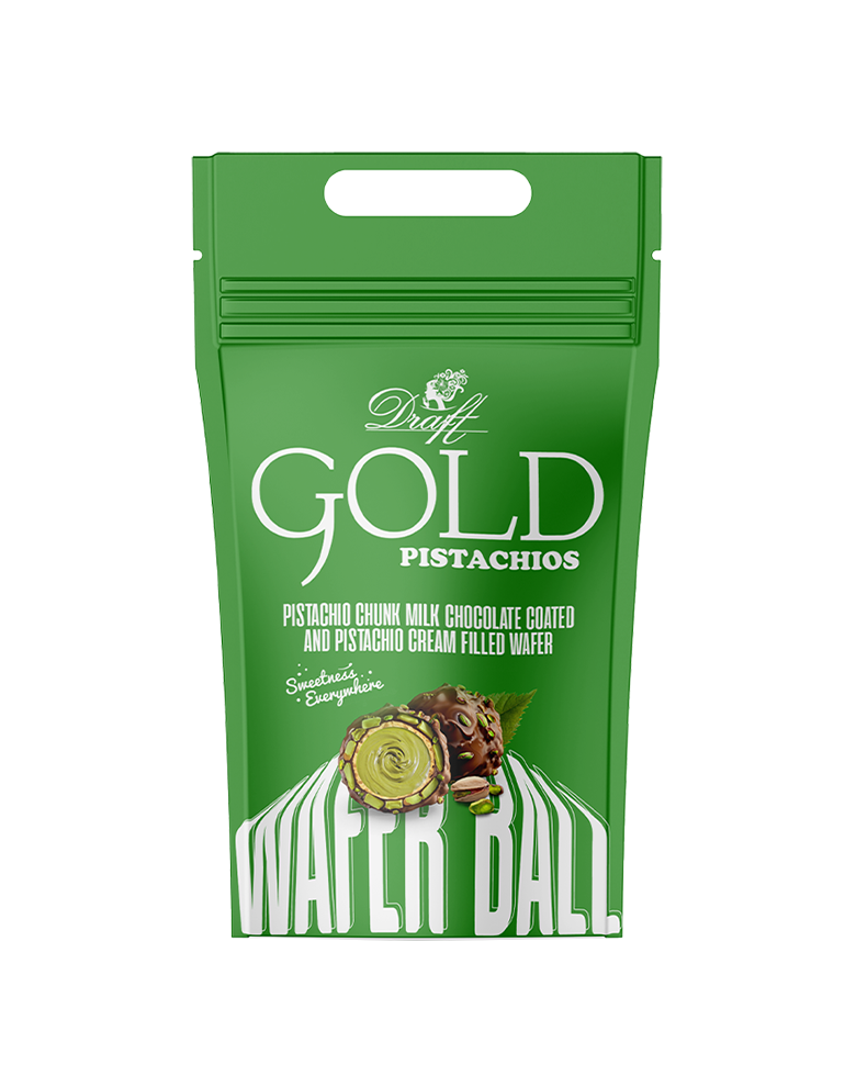 Draft Gold Antep Fıstık Dolgulu Sütlü Çikolata Kaplamalı Gofret 300g