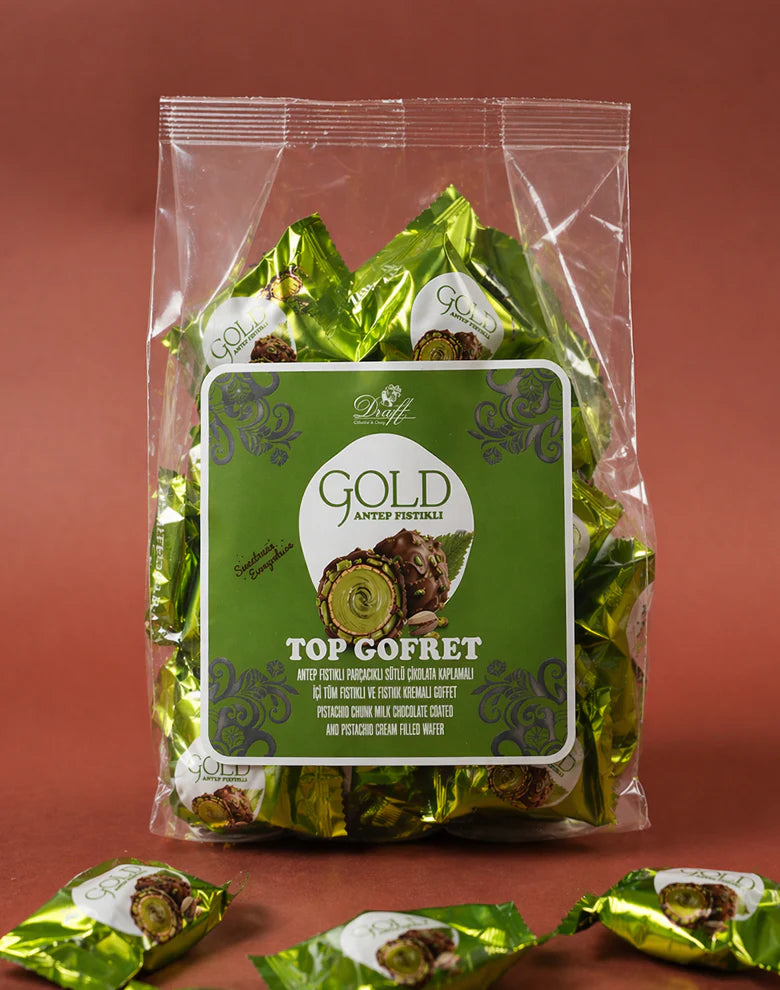 Draft Gold Antep Fıstık Dolgulu Sütlü Çikolata Kaplamalı Gofret 500g