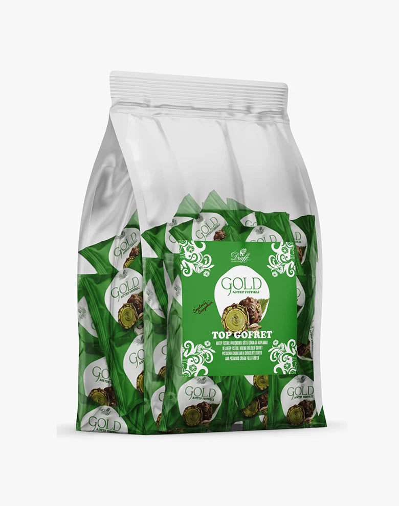 Draft Gold Antep Fıstık Dolgulu Sütlü Çikolata Kaplamalı Gofret 500g