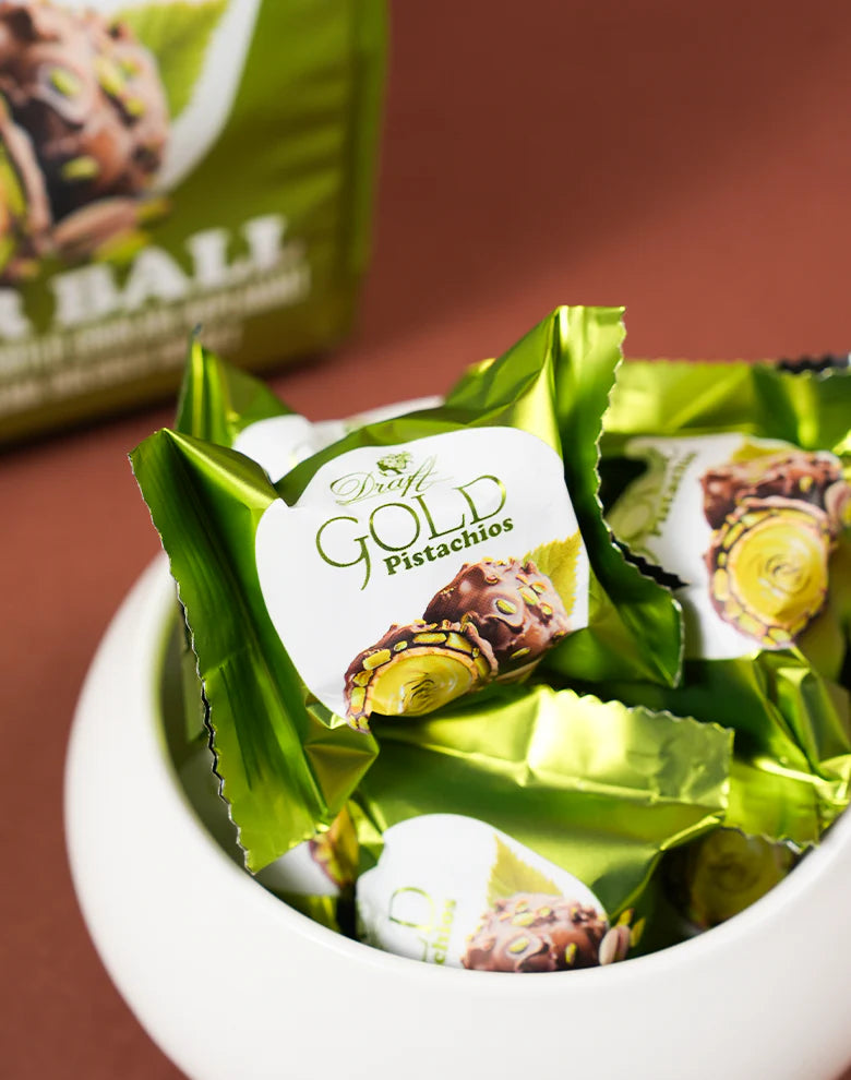 Draft Gold Antep Fıstık Dolgulu Sütlü Çikolata Kaplamalı Gofret 500g