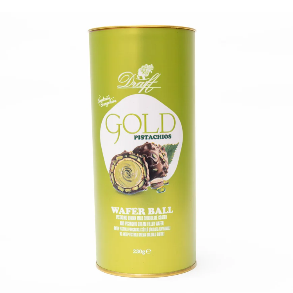 Draft Gold Antep Fıstıklı Dolgulu Sütlü Çikolata Kaplamalı Gofret 220g