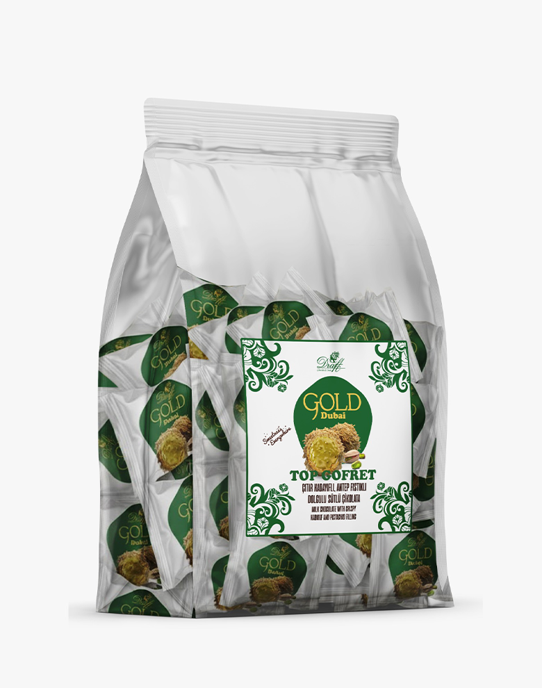 Draft Gold Çıtır Kadayıflı Antep Fıstık Dolgulu Sütlü Çikolata Kaplamalı Gofret 500g