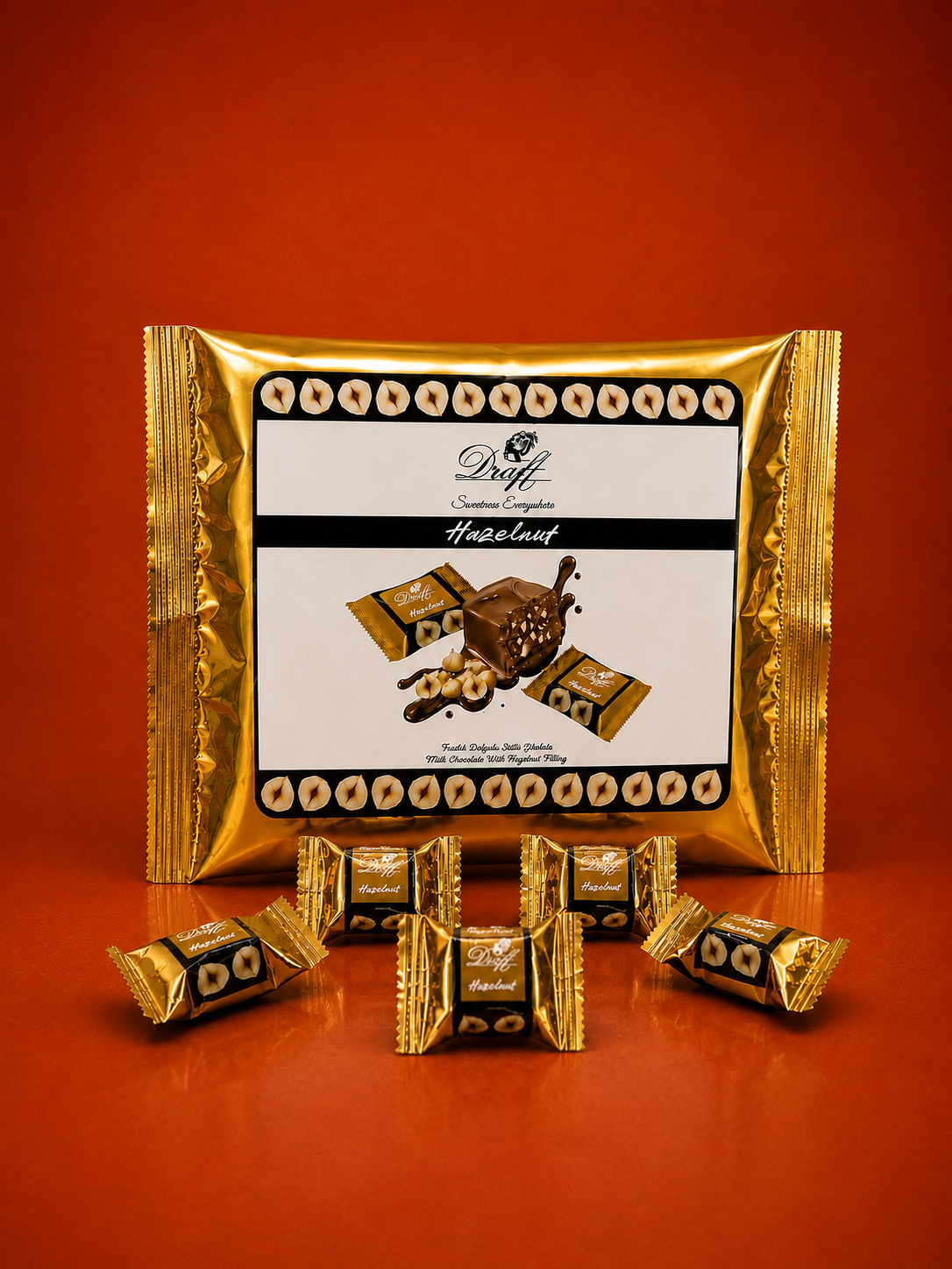 Draft Hazelnut Fındık Dolgulu Sütlü Çikolata 300g -(Yastık Poşet)