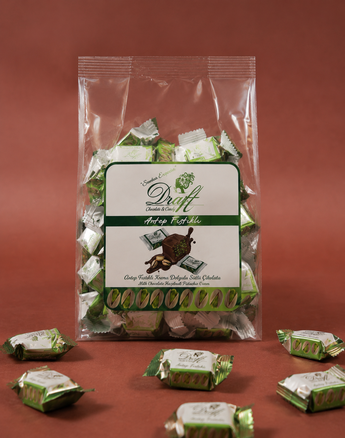 Draft Pistachios Antep Fıstık Parçacıklı Çikolata 500g