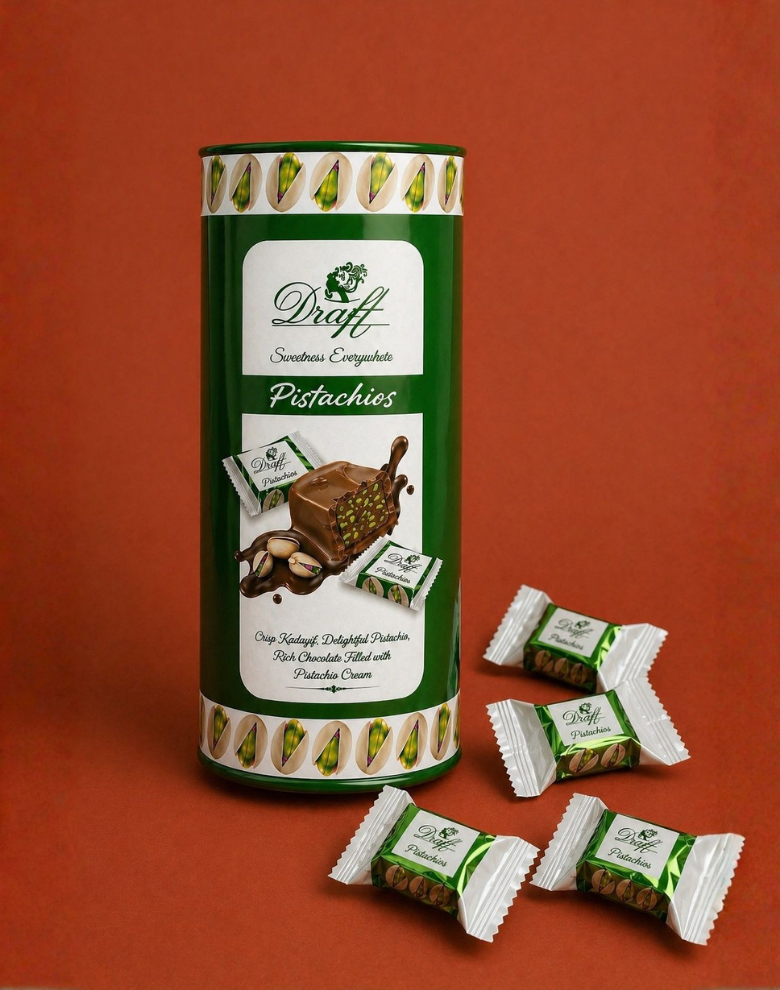 Draft Pistachios Antep Fıstıklı Dolgulu Sütlü Çikolata 200g