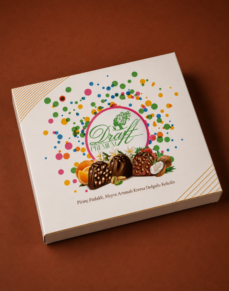 Draft Premium Pirinç Patlaklı Meyve Aromalı Krema Dolgulu Kokolin Kutu 310g