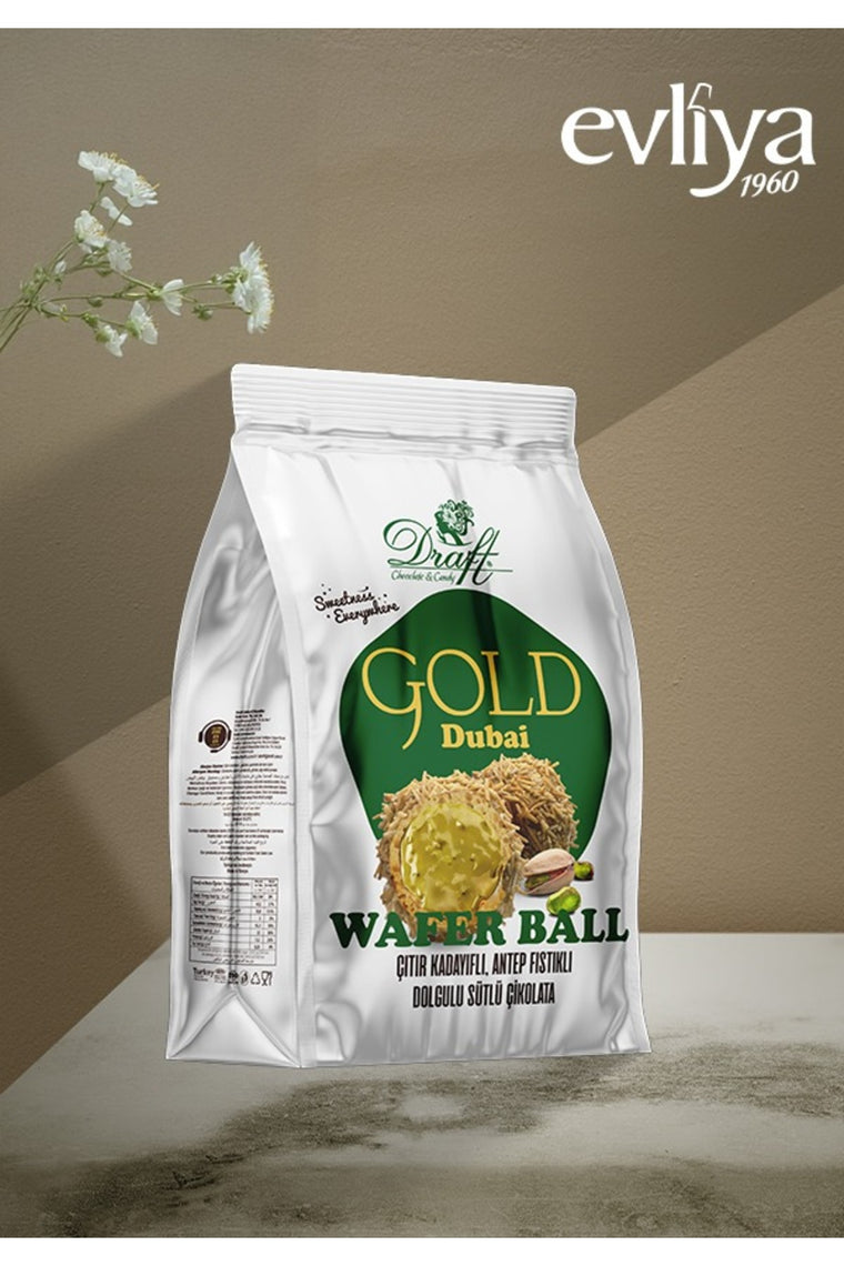 Draft Gold Çıtır Kadayıflı Antep Fıstıklı Dolgulu Sütlü Çikolata Kaplamalı Gofret 150g