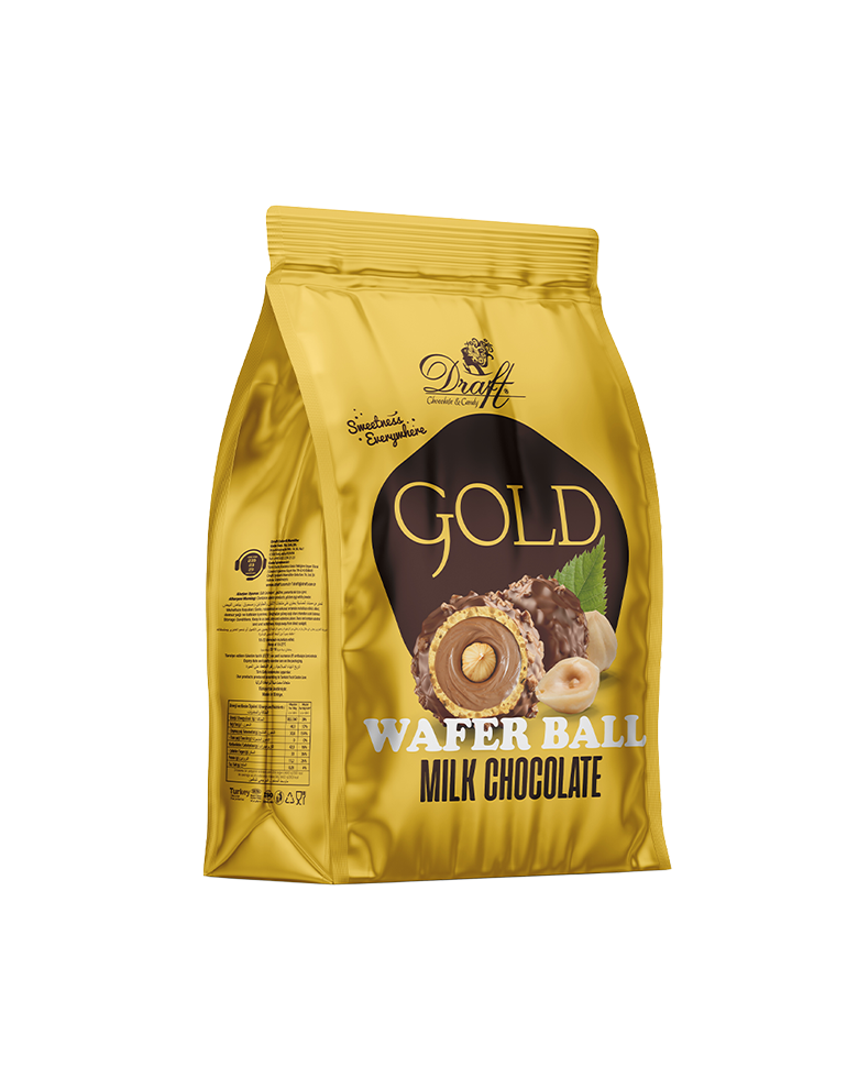 Draft Gold Bütün Fındıklı ve Dolgulu Fındık Parçacıklı ve Çikolata Kaplamalı Gofret 150gr