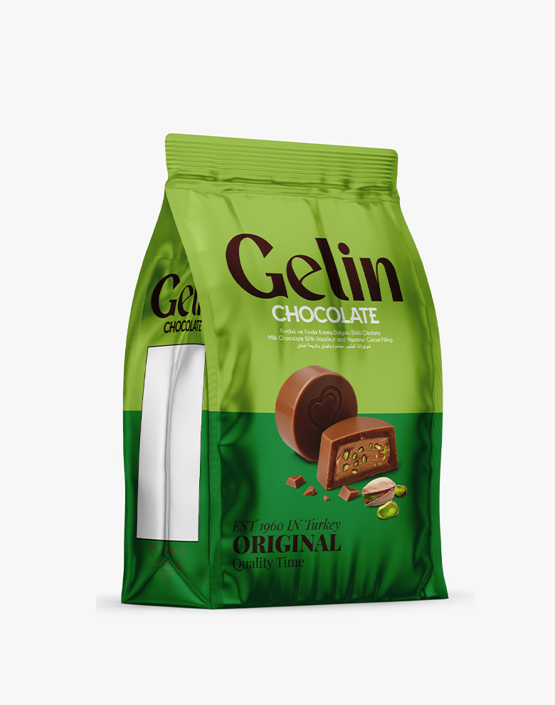 Gelin Antep Fıstık Parçacıklı Sütlü Çikolata 300g