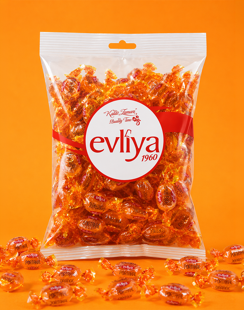 Orange Portakal Aromalı Sert Şeker 1000g