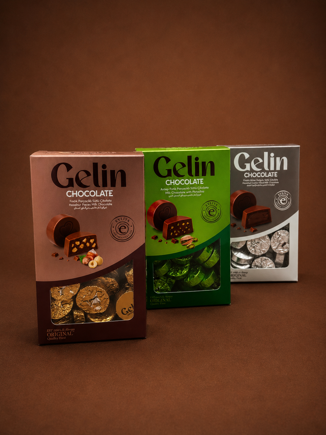 Gelin Fındık ve Fındık  Krema Dolgulu Sütlü Çikolata 300G Hediyelik Kutu
